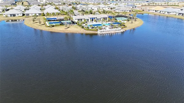 a view of a swimming pool with an ocean view