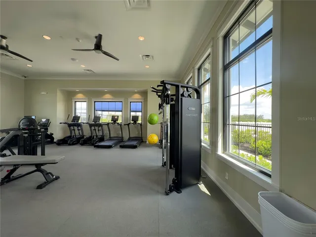 a view of a room with gym equipment