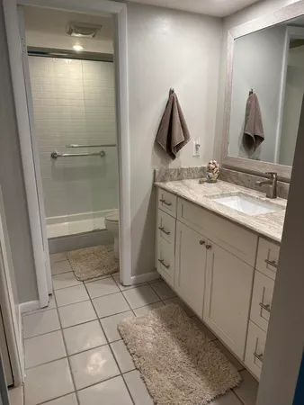 a bathroom with a bathtub