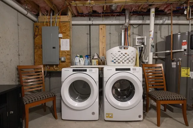 a view of a garage with furniture