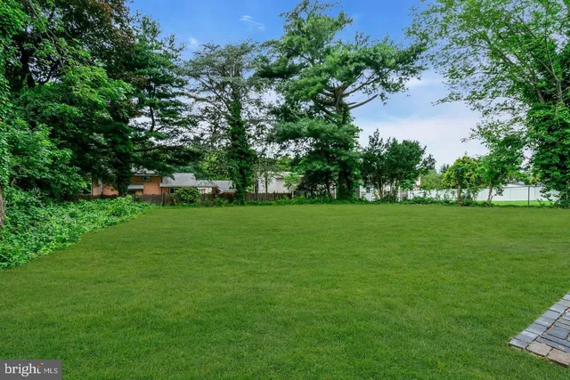 a view of green field with trees in the background