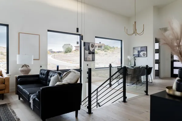 a living room with furniture