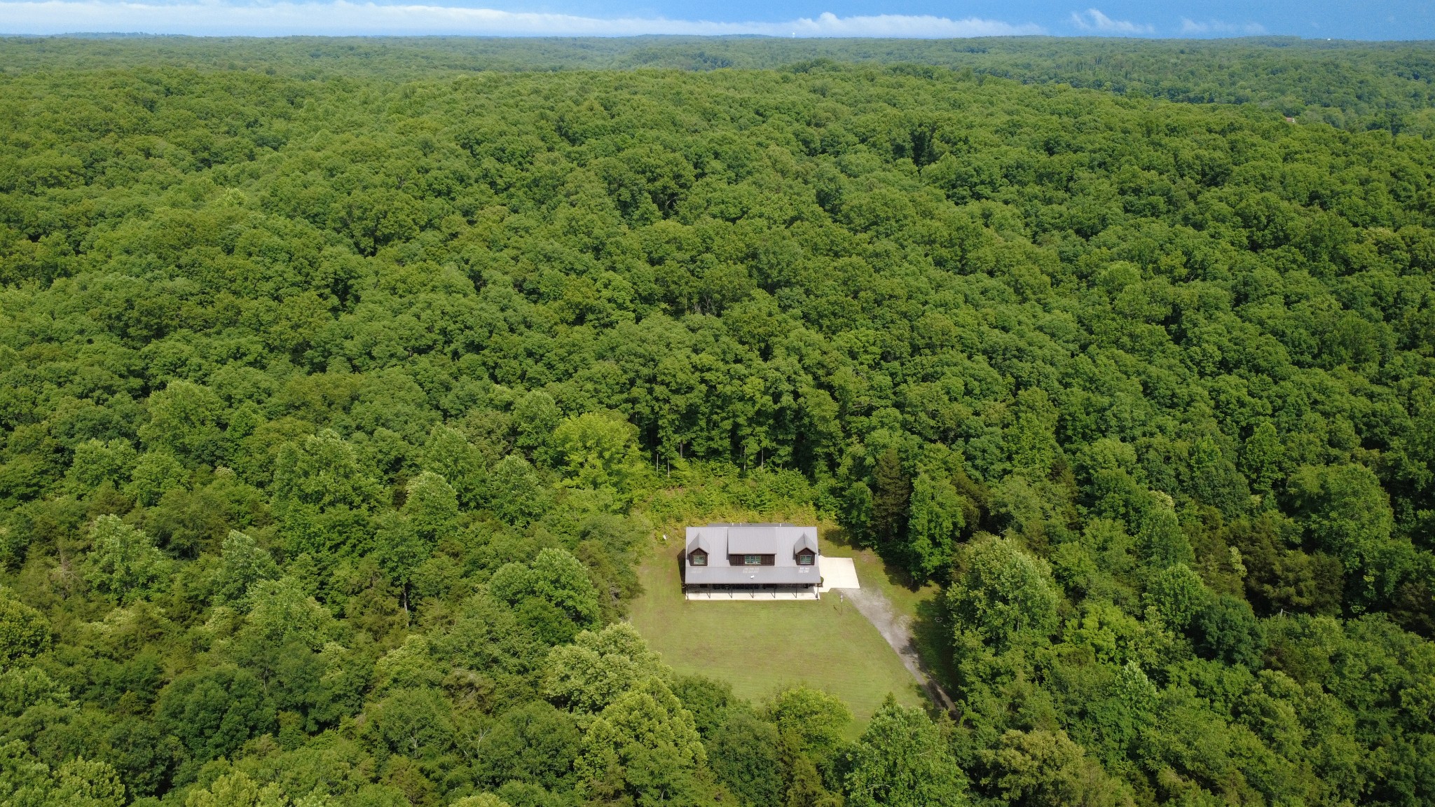 a view of a big yard with large trees