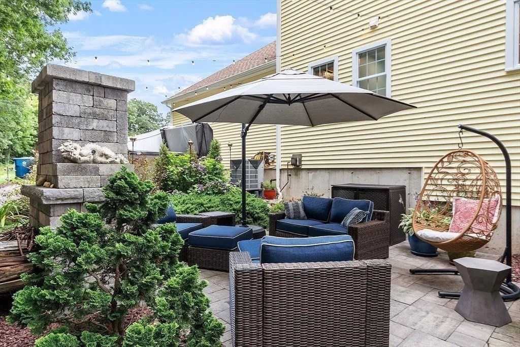 2 Morris Lane Rutland, MA 01543 - Photo 35 of 41 a view of a patio with couches table and chairs under an umbrella