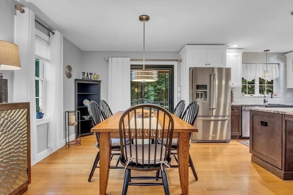 2 Morris Lane Rutland, MA 01543 - Photo 9 of 41 a view of a kitchen with dining table refrigerator wooden floor and window