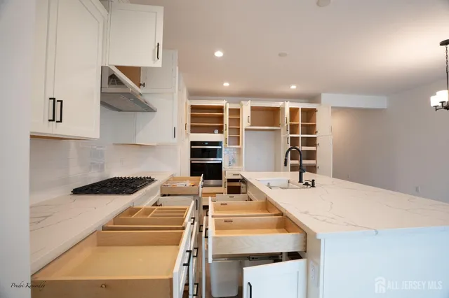 a view of a room with racks on the wall