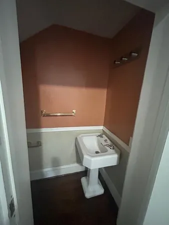 wooden floor in a bathroom