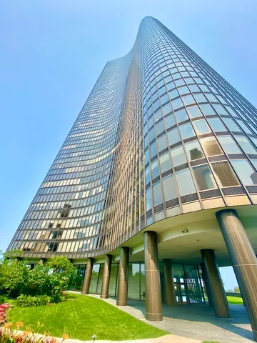 a front view of a multi story building