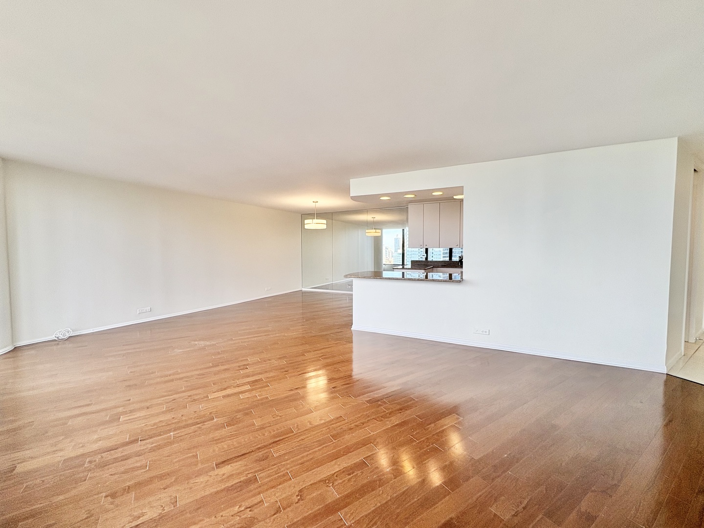 505 North Lake Shore Drive, Unit 3312 Chicago, IL 60611 - Photo 7 of 35 a view of a kitchen with wooden floor and a refrigerator