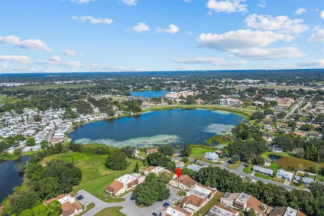 a view of a lake with a house