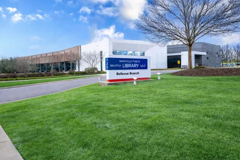 a front view of a building with street