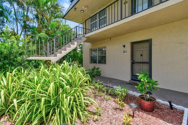 a potted plant sitting in front of a building