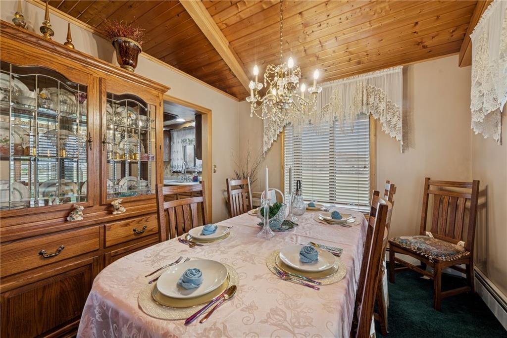 2052 Ridge Road Jeannette, PA 15644 - Photo 8 of 39 a dining room with furniture a chandelier and window