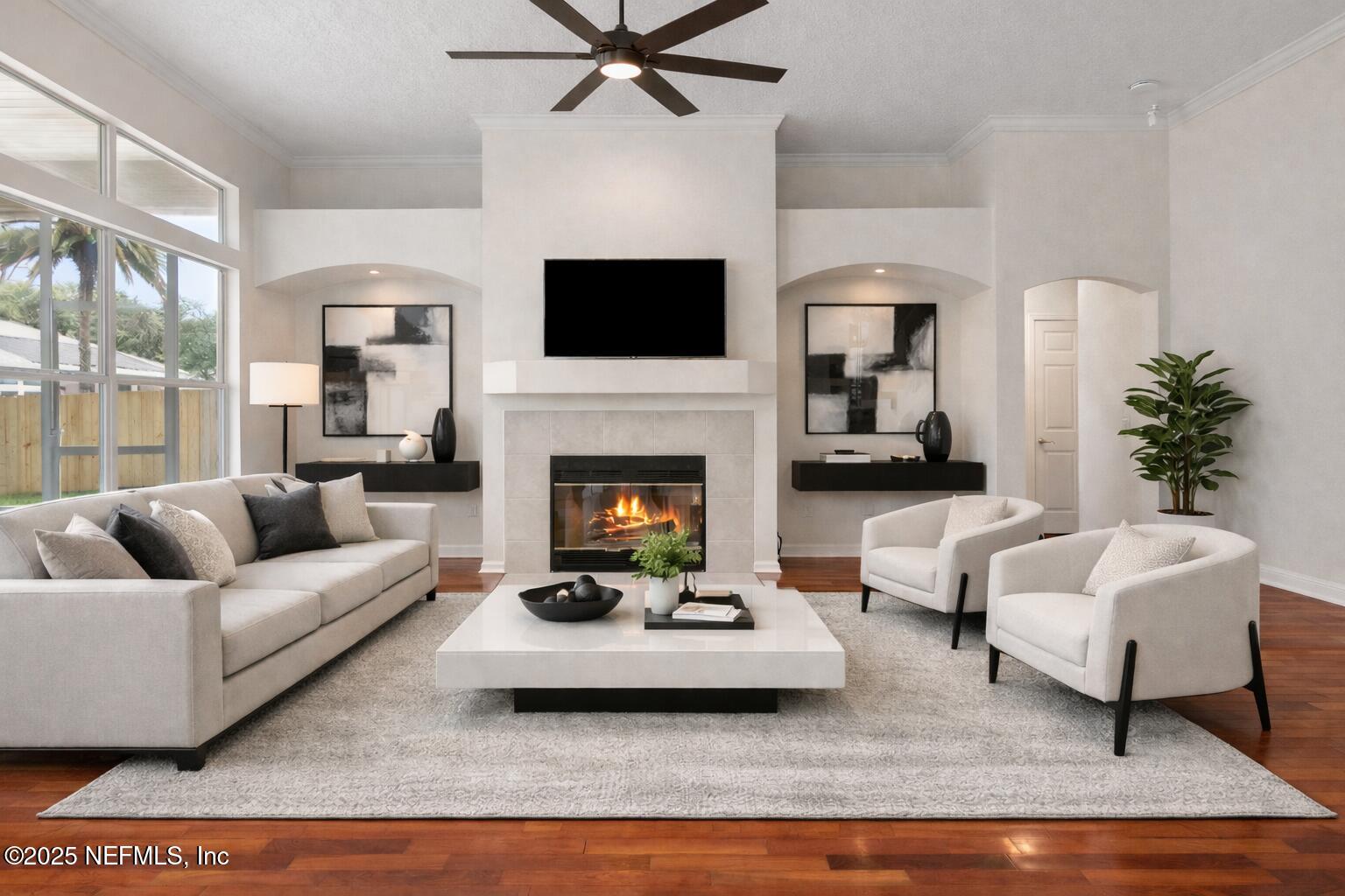 Virtually staged living room