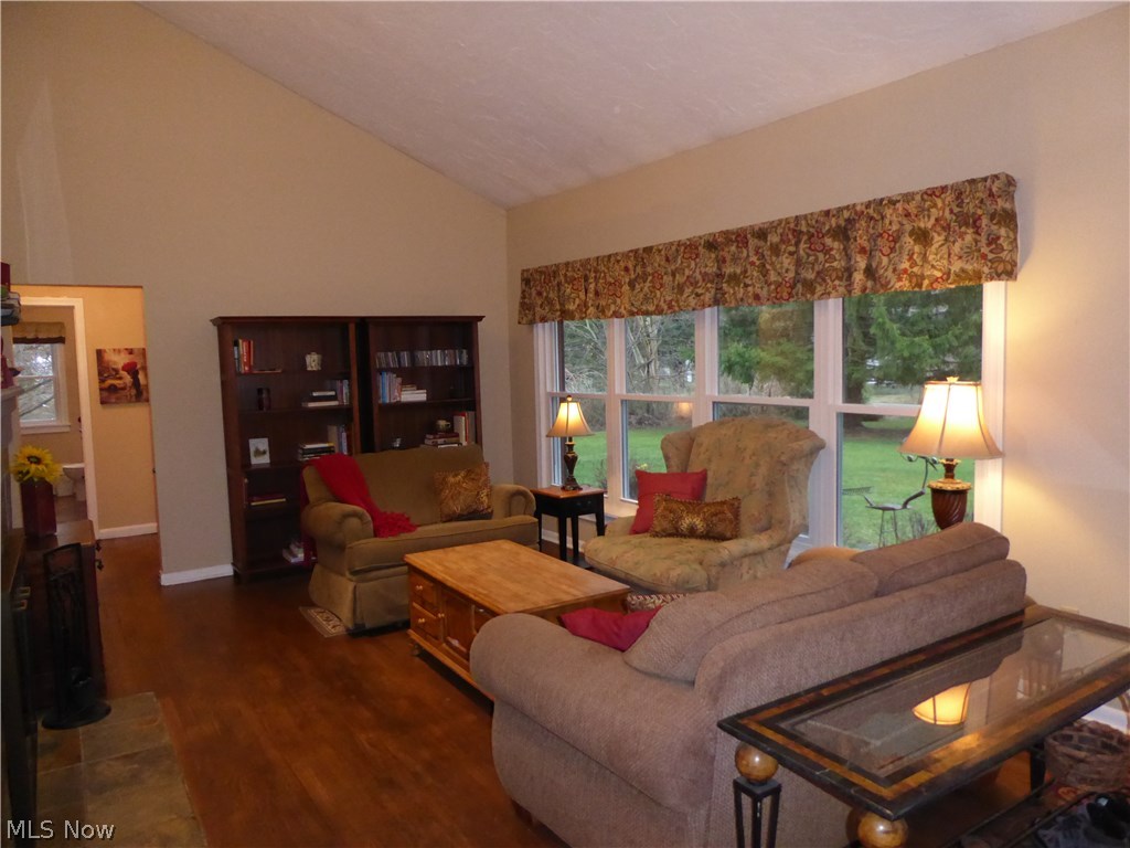10554 Mulberry Road Chardon, OH 44024 - Photo 5 of 34 Breathtaking Vaulted Living Room with Wood Burning Fireplace with Slate Accent and Hearth ... NOTE: Newer Front Picture Windows!