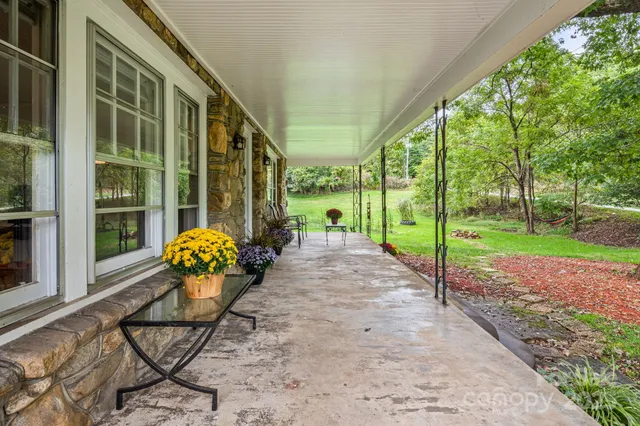 a view of porch with seating space