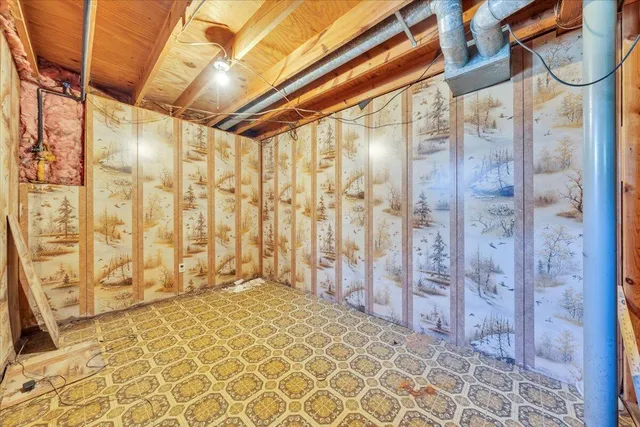 a balcony with trees in front of it