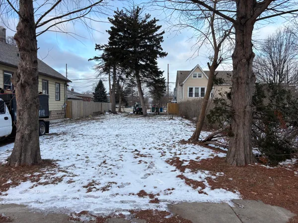 a view of a yard with a tree