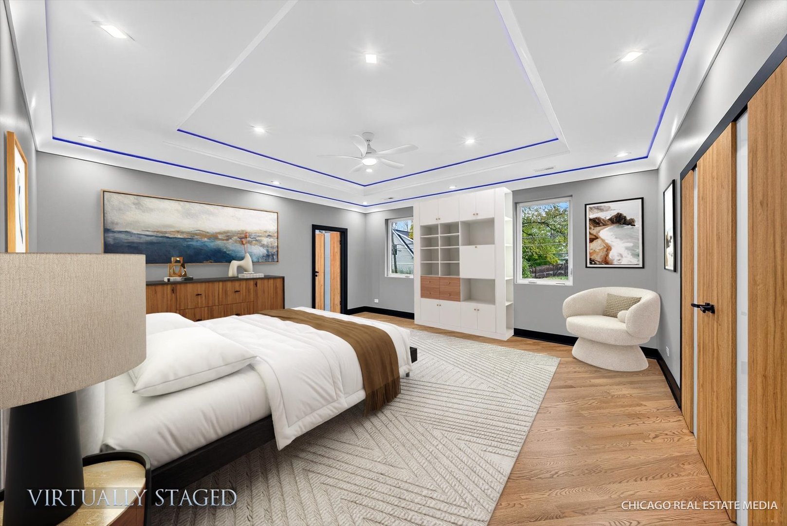 6090 Belmont Road Downers Grove, IL 60516 - Photo 35 of 75 a bedroom with bed and large window