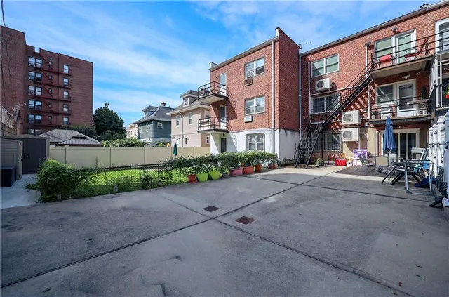 front view of a building with a street