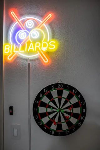 a view of a golf course with a lake view