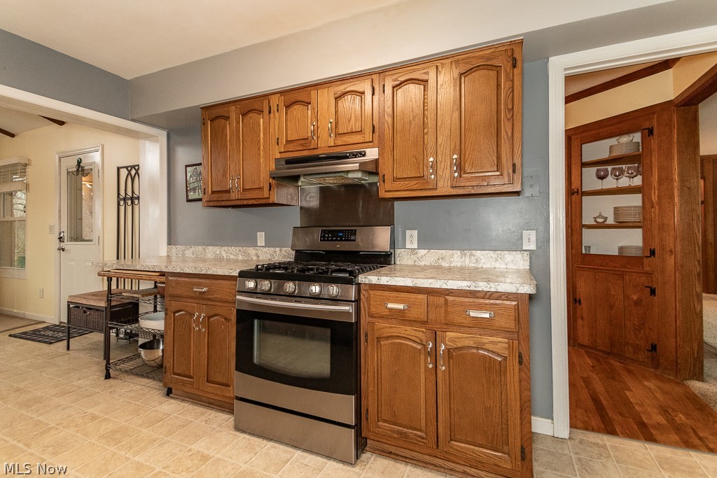 9771 Old Johnnycake Ridge Road Mentor, OH 44060 - Photo 15 of 29 Kitchen featuring stainless steel range with gas cooktop and light hardwood / wood-style flooring