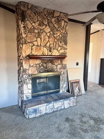 a view of a fireplace in the room