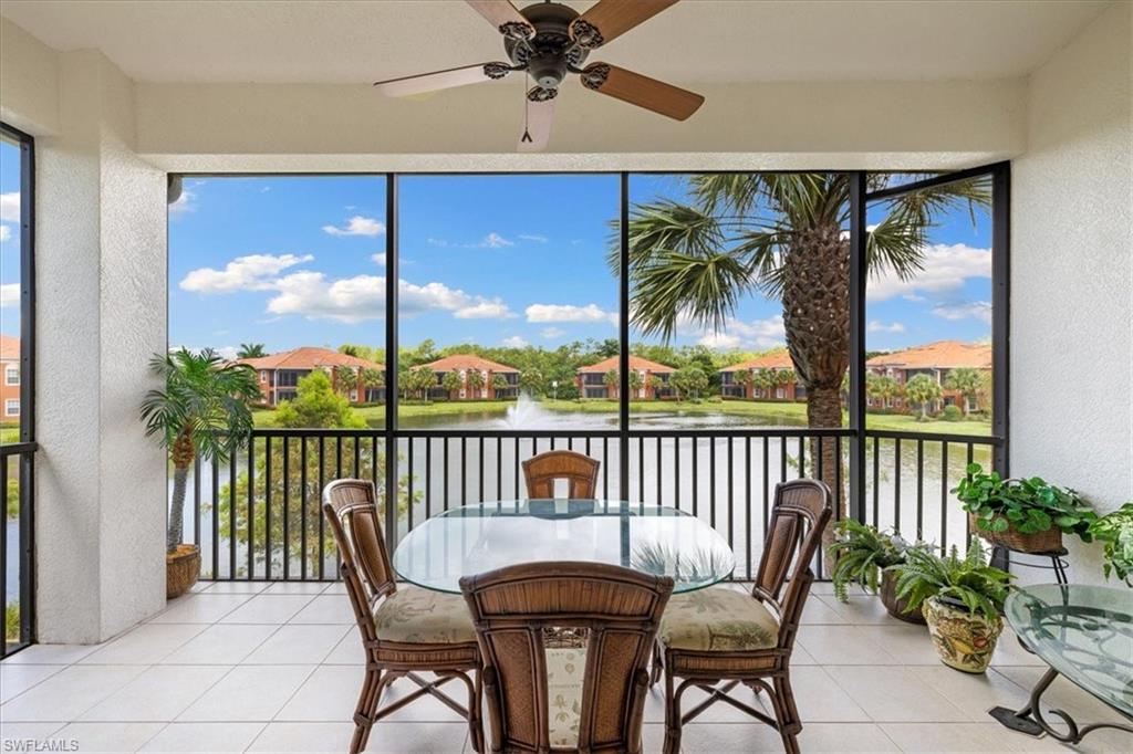 a view of a chairs and table in patio