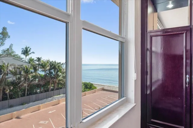 a view of a glass door with a from balcony