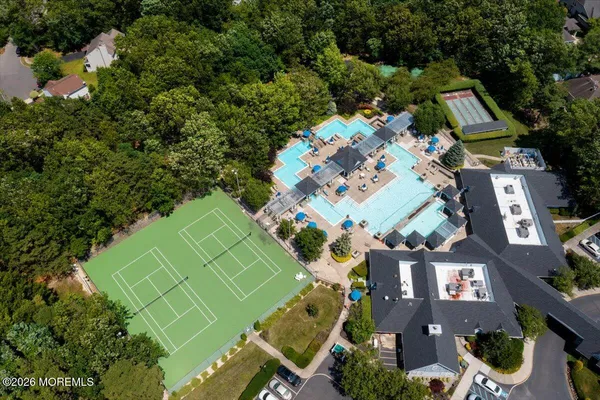 an aerial view of a house