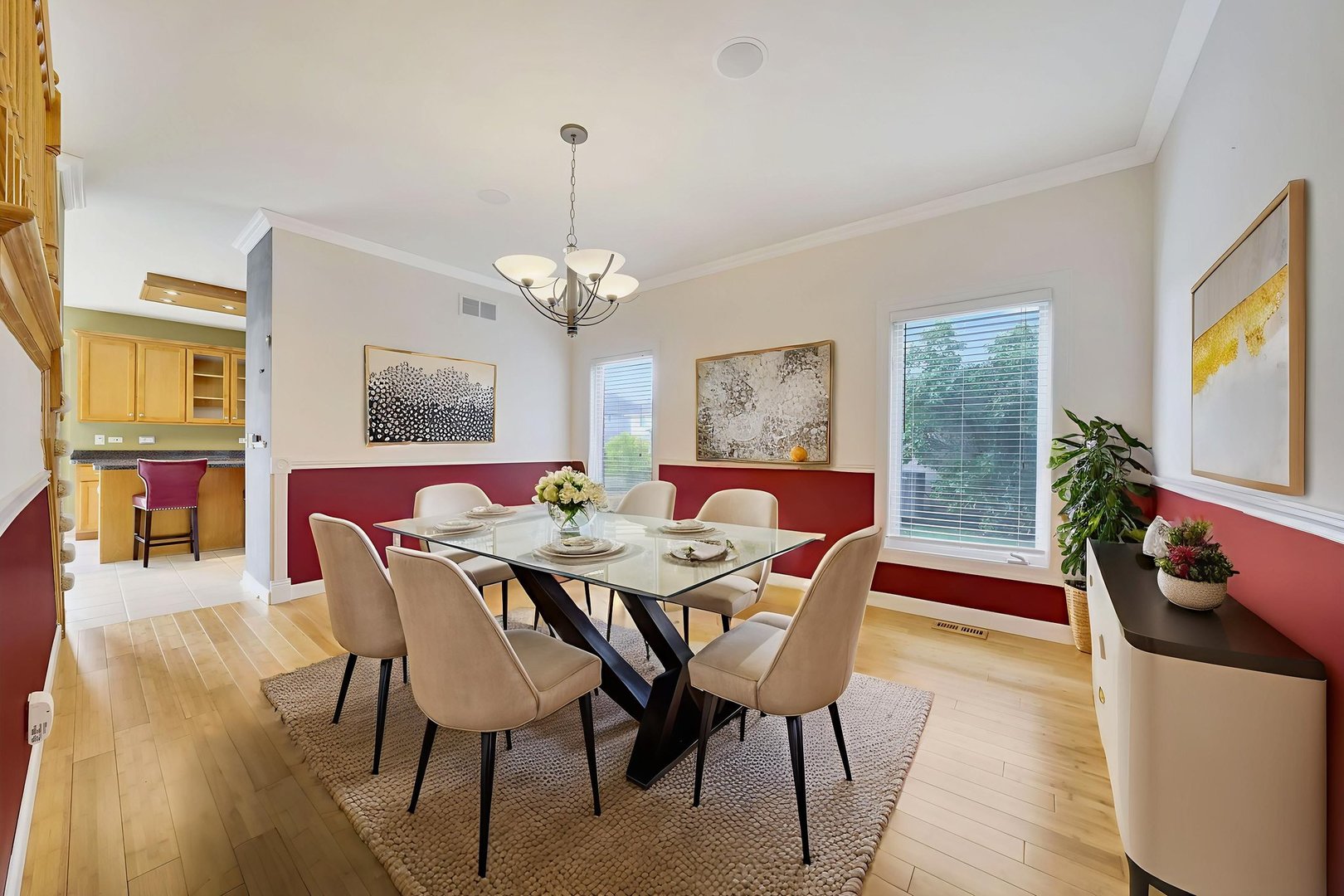 801 West Veterans Parkway Addison, IL 60101 - Photo 7 of 42 a view of a dining room with furniture and chandelier