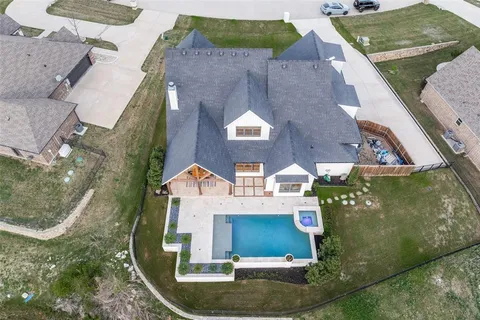 an aerial view of a house