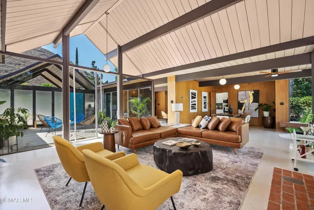 a building outdoor space with patio furniture