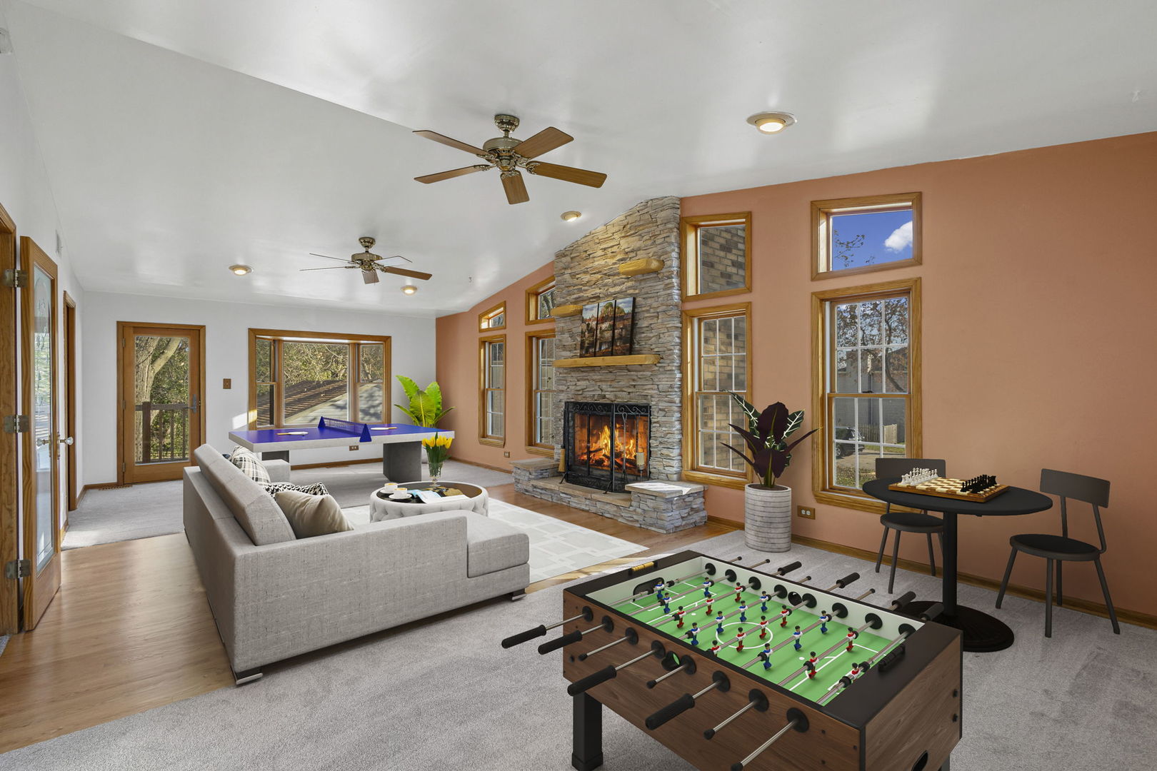 1323 South Roselle Road Schaumburg, IL 60193 - Photo 33 of 51 a living room with furniture and a fireplace