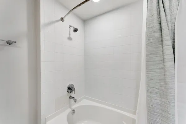 a bathroom with a bathtub