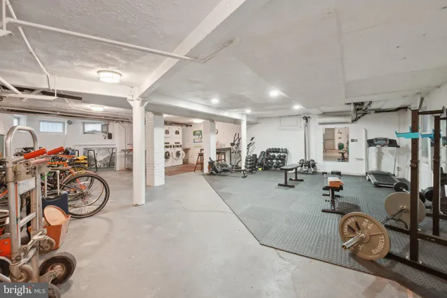a view of a room with gym equipment