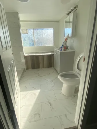a bathroom with a sink and a toilet
