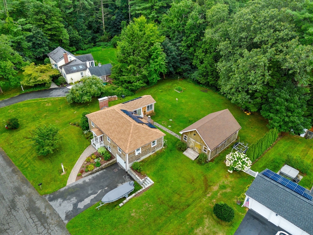 19 Forrest Road Topsfield, MA 01983 - Photo 32 of 39 an aerial view of a house with garden space and street view