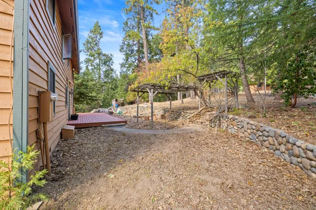 a view of a city with lush green forest