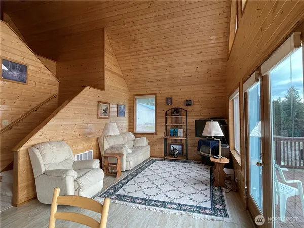 a living room with furniture