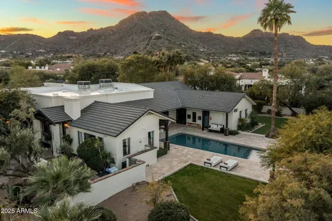 an aerial view of a house