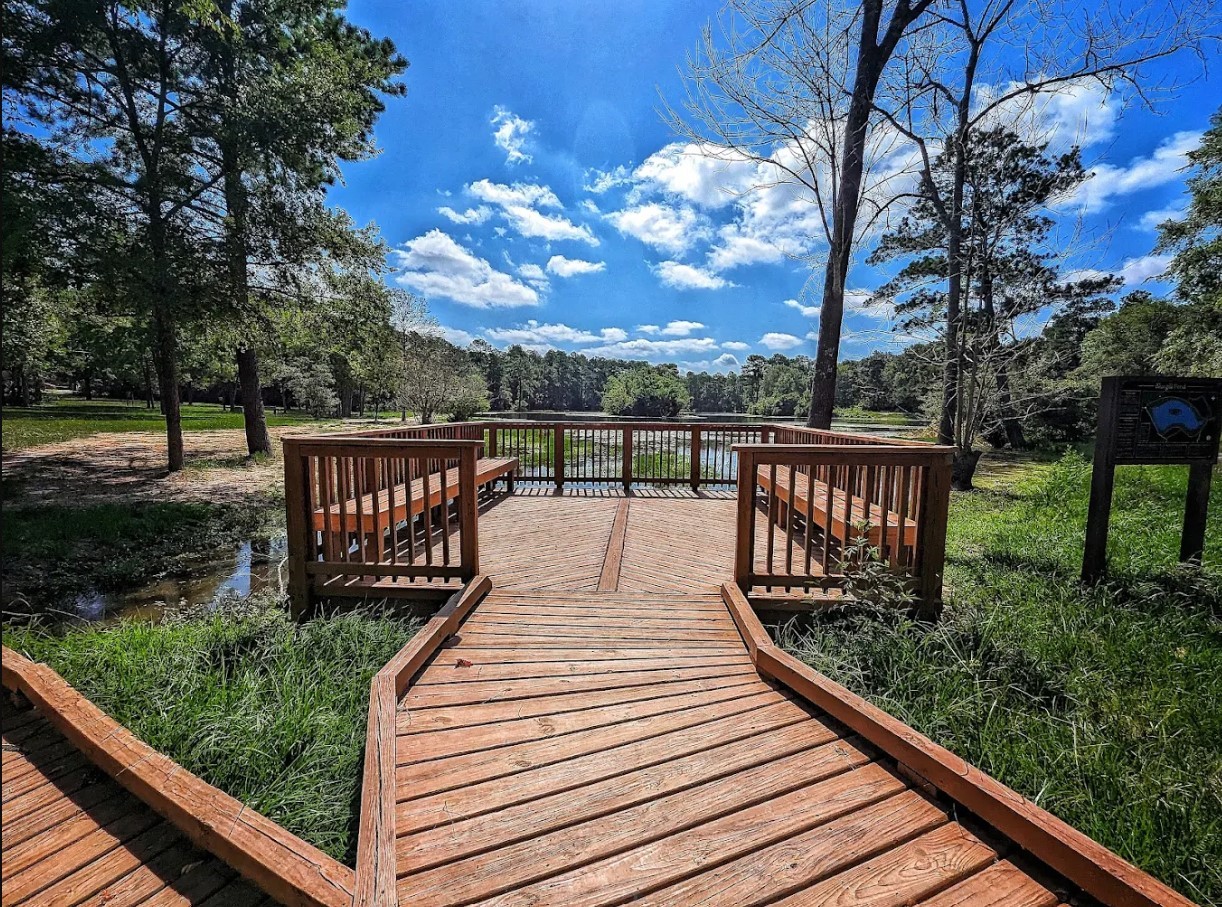 3023 Native Spg Drive Spring, TX 77373 - Photo 5 of 6 a view of a wooden deck with a garden