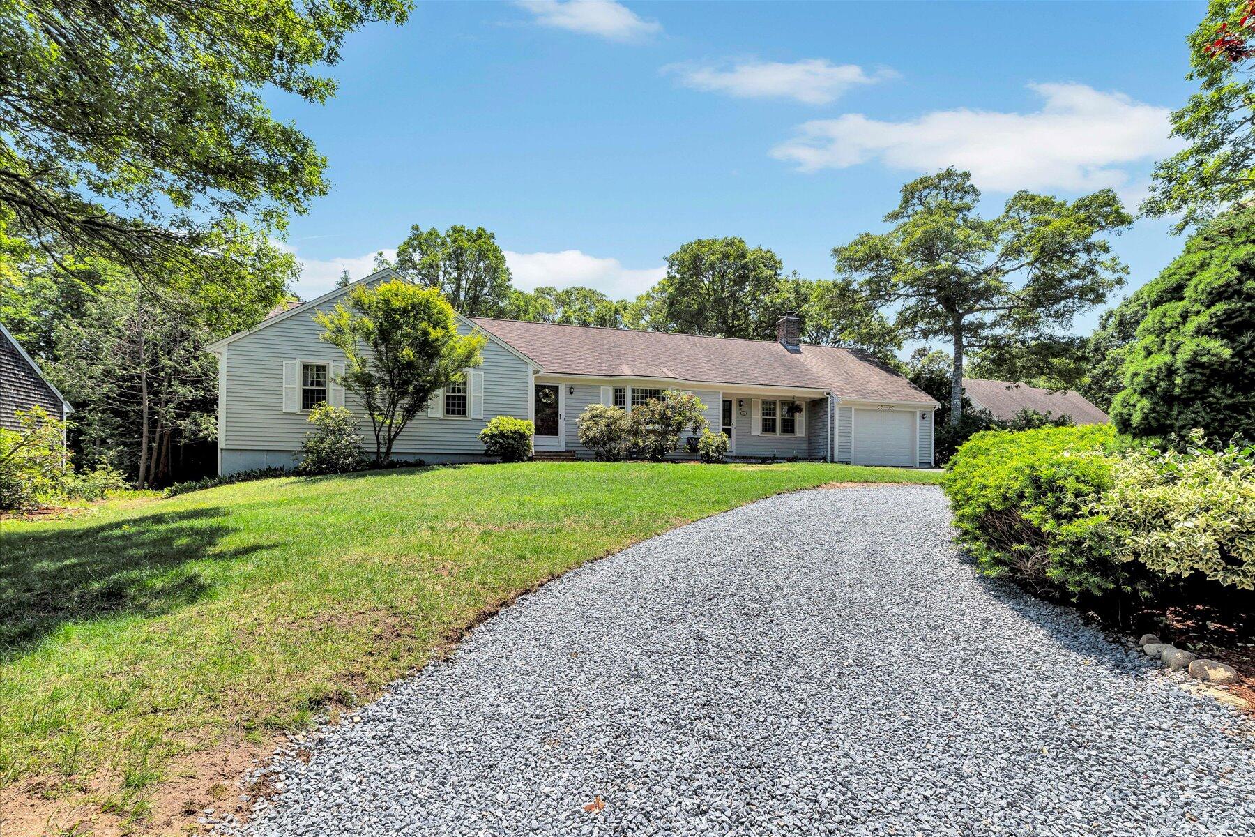 a house with green field in front of it