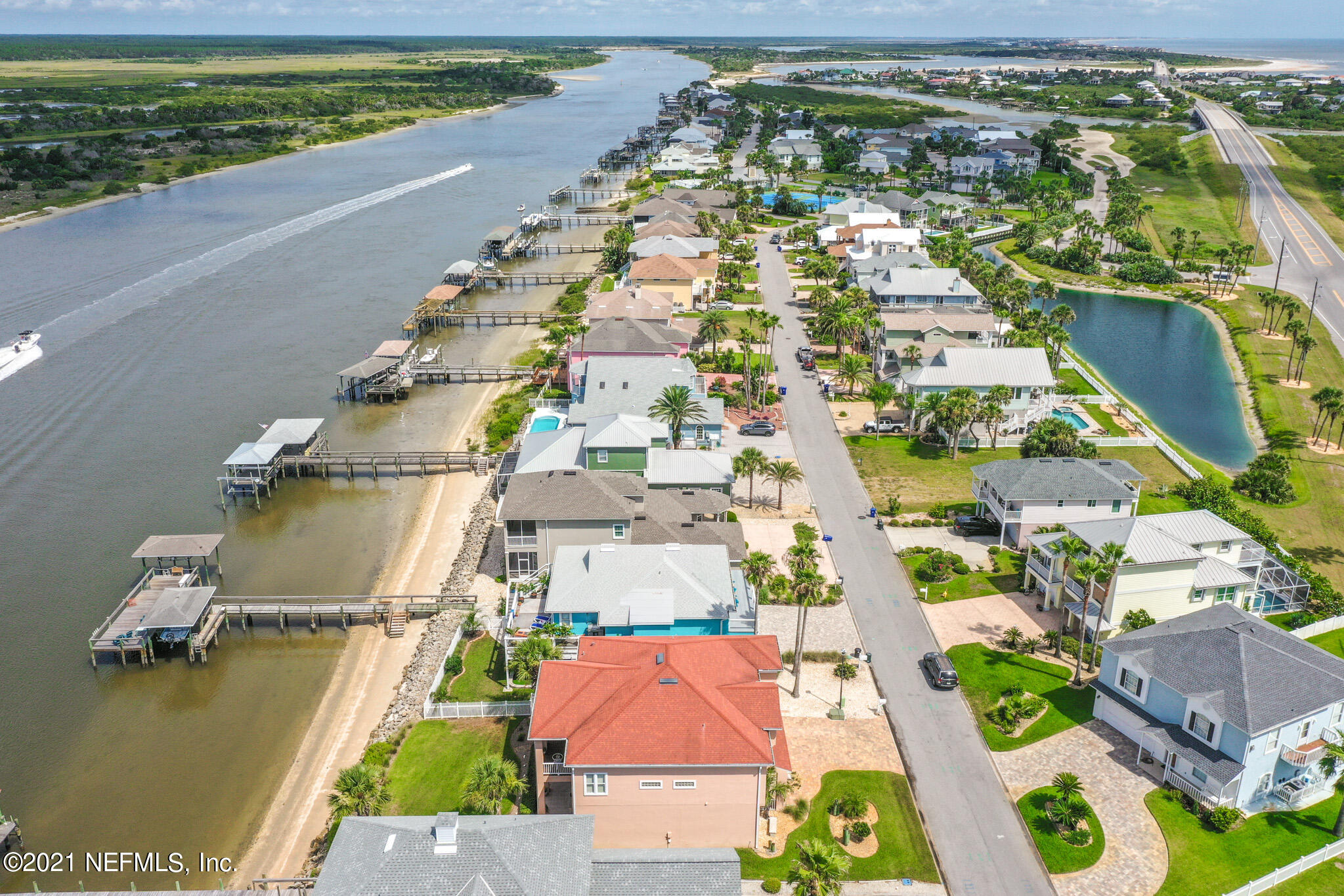 9269 July Lane St. Augustine, FL 32080 - Photo 89 of 105 an aerial view of residential houses with outdoor space