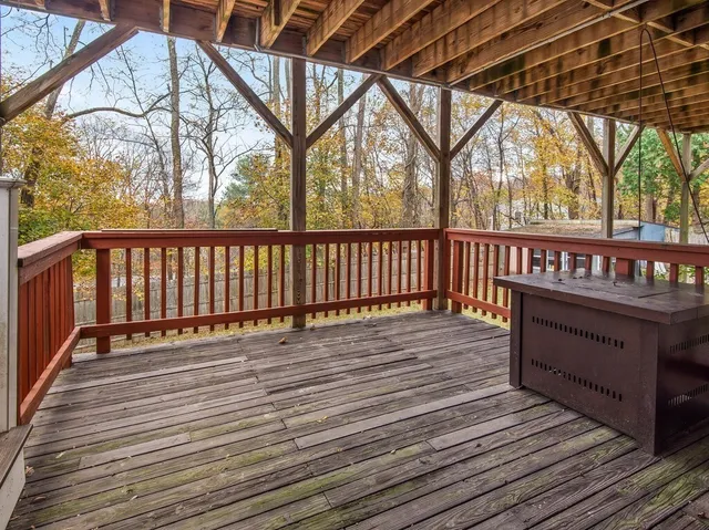 a view of wooden deck