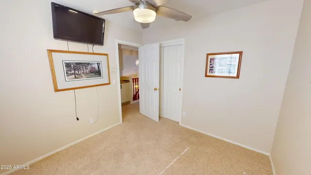 a view of a hallway with workspace