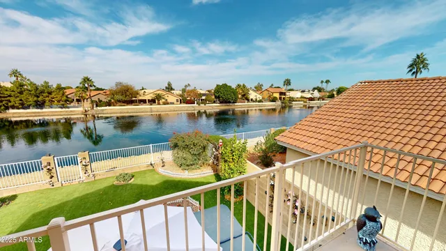 a view of a lake with houses
