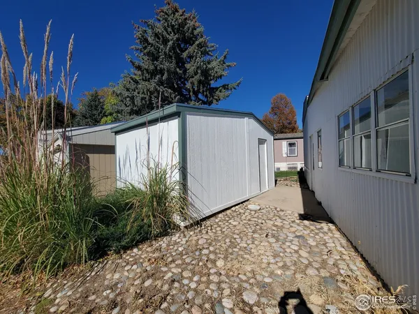 a backyard of a house with plants and trees
