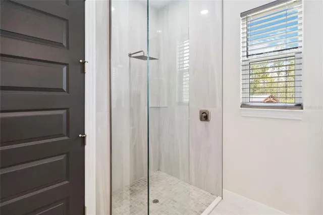 a bathroom with a shower