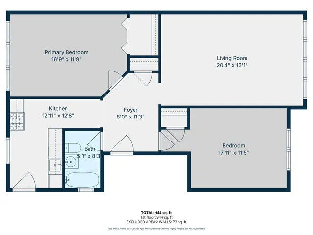 a picture of a room with a white bed and a painting on the wall